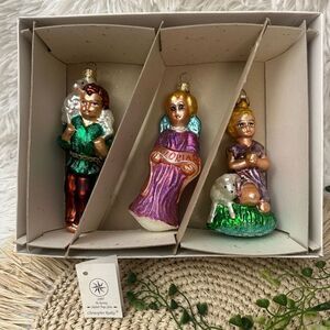 Christopher Radko Vintage 1997 Shepherd's Prayer Gloria Glass Ornaments 3 pc Set